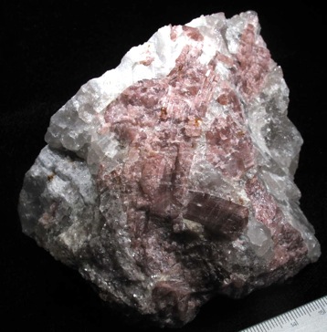 Rubellite tourmaline crystals in quartz
