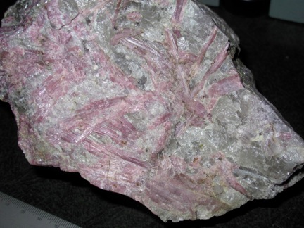 radiating pink Rubellite crystals to ~5 cm
