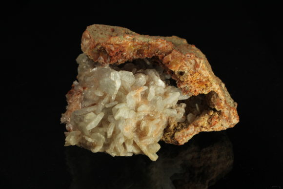 Celestite Crystals inside a geode of Red Jasper