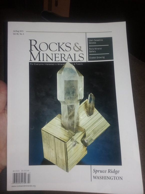 Cover of the Rocks and Minerals issue with a very well written article about the Celestite Geodes of The San Rafael Swell.
