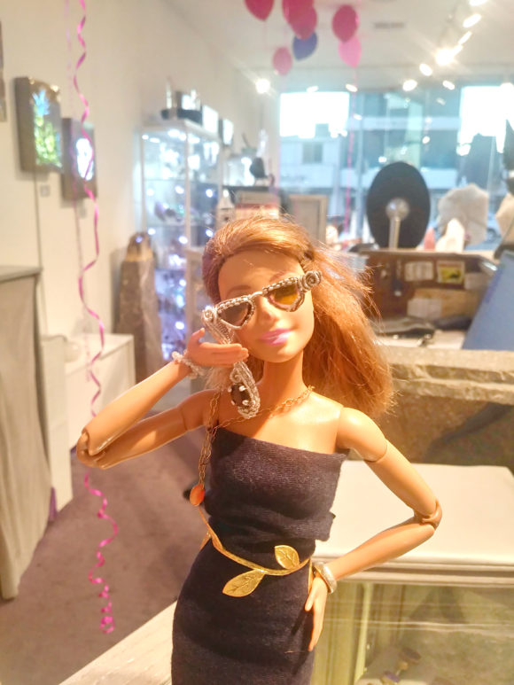 Barbie Figure with Wire Wrap Eye Glasses Made by Naomi Hinds