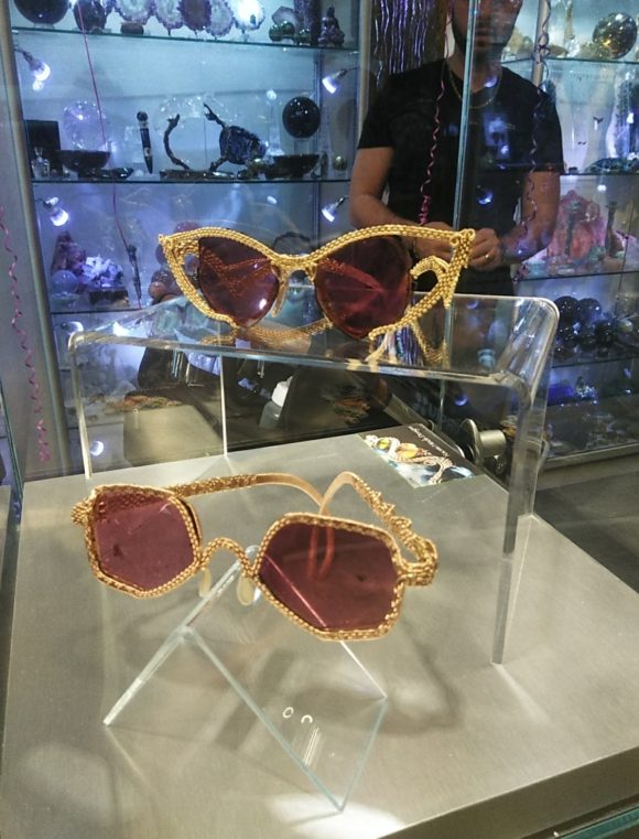 Two Wire Wrap Frame Sunglasses featuring Red Tourmaline Lenses, Created by Naomi Hinds