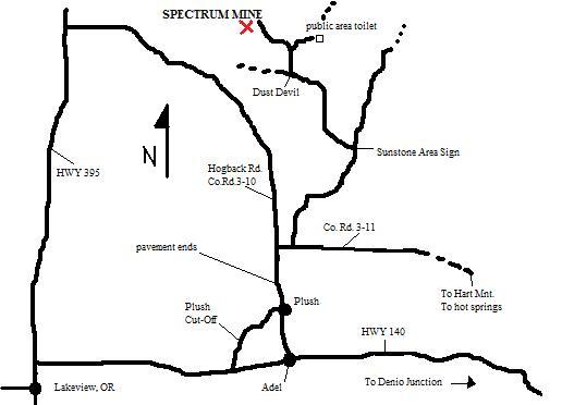 Map to the Spectrum Sunstone Mine