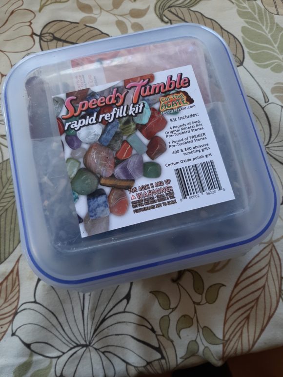 Speedy Tumble Rapid Refil Kit for Tumbled Stones - as it arrives in the mail.